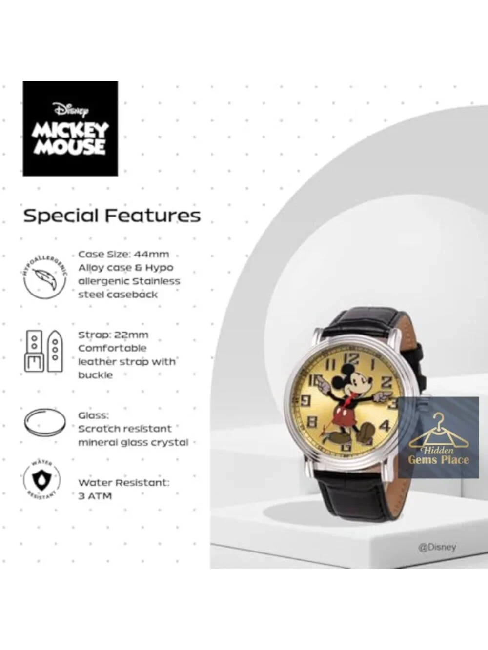 Mickey Mouse Vintage Inspired Men's Watch with Articulating Hands
